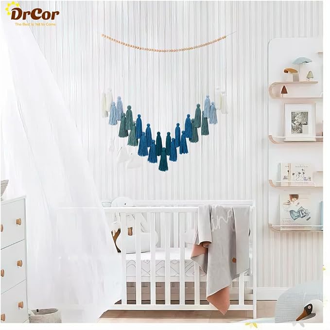 DrCor Ombre Green Boho Macrame Garland Wall Hanging Decor | Handmade yarn banner - Image 4