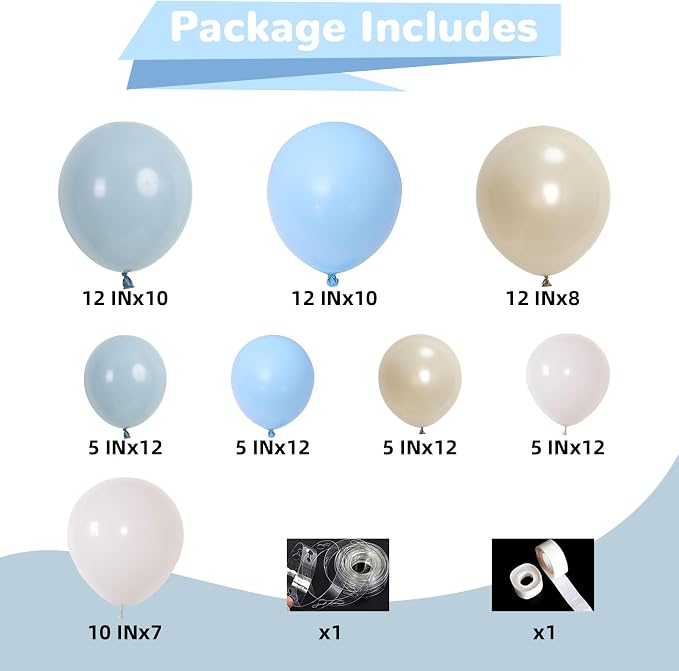 HILAVO Dusty Blue Balloon Arch Kit Fathers Day Retro Slate Light Pastel Blue - Image 2