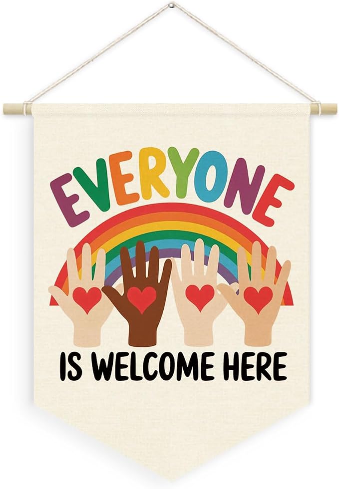 Classroom Door Wall Decorations, Inspirational Diversity Linen Canvas Banner by Unknown