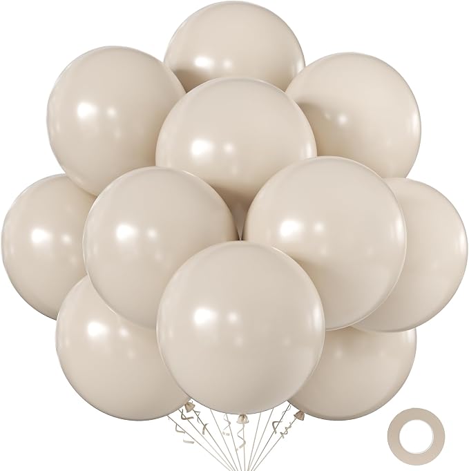 Sand White Balloons 18 Inch 24 Pack Matte Helium Latex Round Balloons by KALOR
