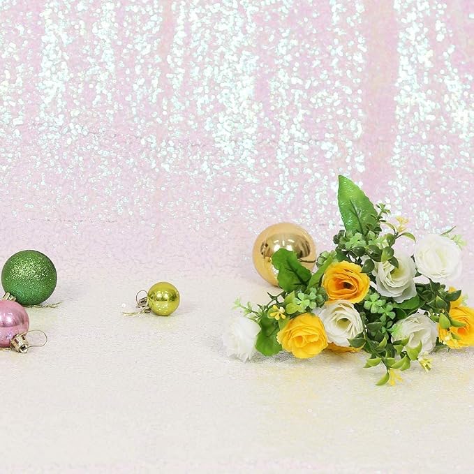 Eternal Beauty White Iridescent 3mm Sequin Backdrop 8x10 Ft - Image 7
