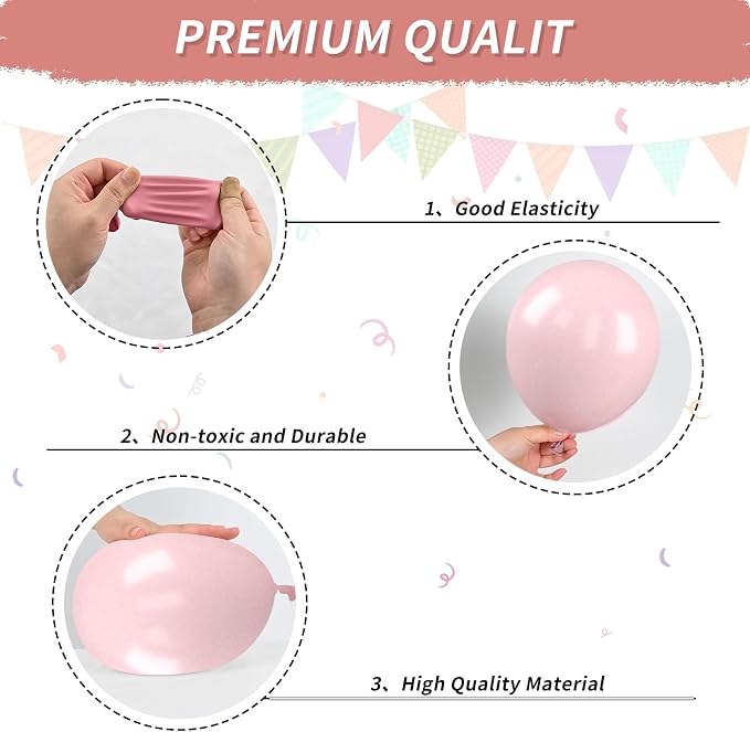Pink Beige Double Balloons, Nude White Double Stuffed Balloons, Retro Dusty - Image 7