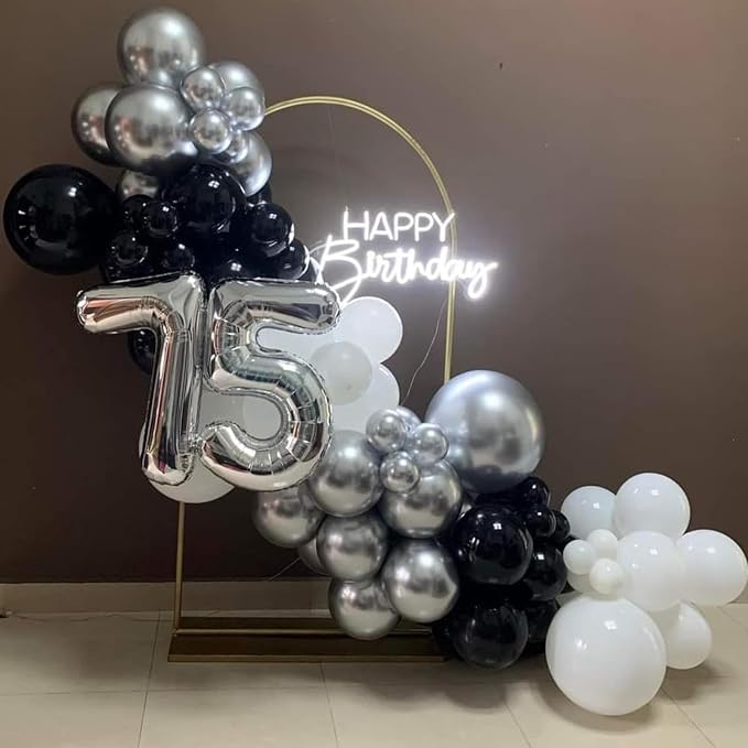 Black and Silver Balloons, 60 Packs 12 Inch Chrome Metallic Silver Balloons and - Image 6