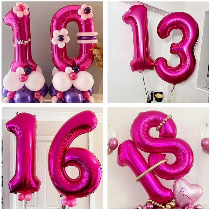 Hot Pink 50 Balloon Numbers, 40 Inch 50 Birthday Balloon Foil Mylar Number 50 - Image 5