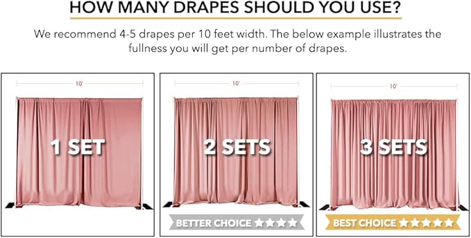AK TRADING CO. 10 feet x 10 feet Dusty Rose Polyester Backdrop Drapes Curtains - Image 3