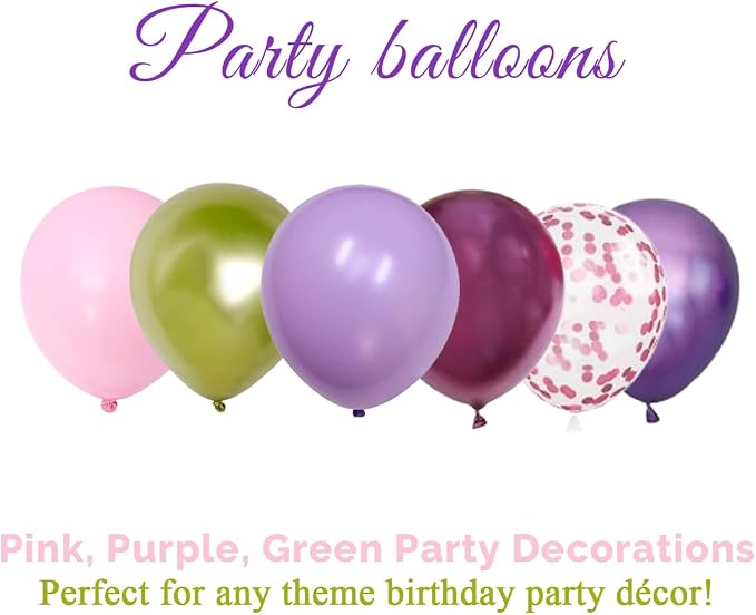 Light Pink Purple Green Balloons Birthday Party Decorations-48Pcs 12inch - Image 7