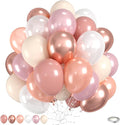 Dusty Pink Balloons, Double Stuffed Beige Balloon Pearl White Metallic Rose by Saxuxu