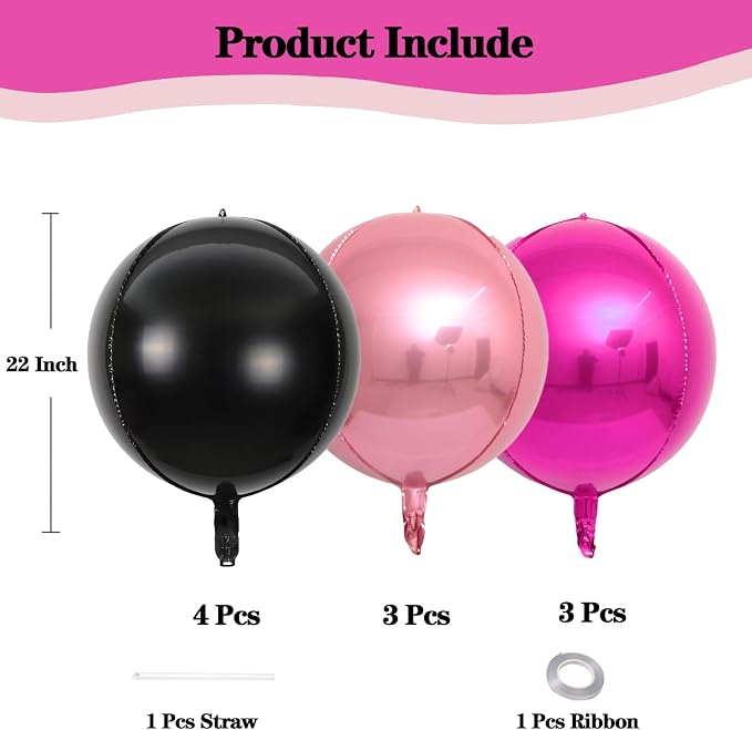 22 Inch Black and Hot Pink Foil Balloons - Image 2