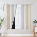 Beige and Greyish White Ombre Blackout Curtains 45 Inch Length 2 Panels by ESTELARTEXTILER