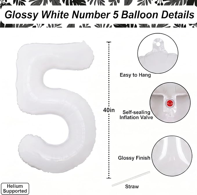 White Number 15 Balloon 40 Inch, Large Matte White Mylar Foil 15th Birthday - Image 4