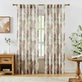 Kayne Studio Red Brown Boho Geo Rod Pocket Semi Sheer Curtains 63 Inch Long | by KayneStudio