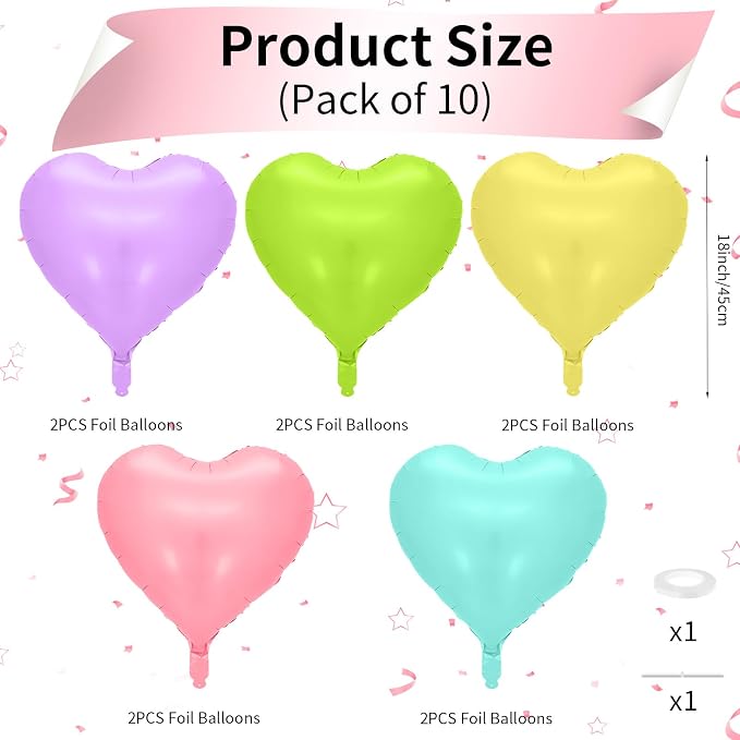 Biapian Pastel Heart Balloons - Image 2