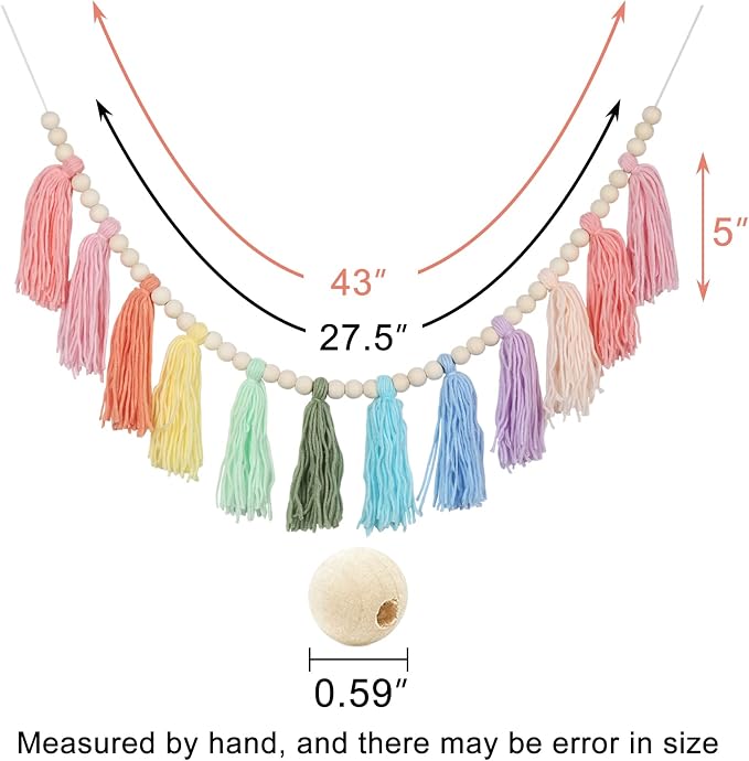 Cotton Tassel Garland Banner Colorful Birthday Decor Party Backdrop Christmas - Image 2