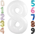 8 Balloon Numbers Birthday Decorations, 40In White Balloons by Mluchee
