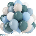Blue White Balloons Dusty Blue White Beige Balloons 60PCS 12INCH Slate Blue by Paeyeq