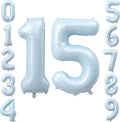 40" Light Blue Foil Number 15 Balloon by TNCDJKPA