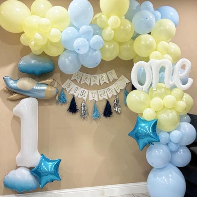 2Pcs Matte White Foil 40" Number 1 and 26" Script Letter One Balloon Set | - Image 7