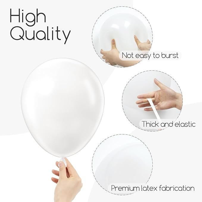 Awenztech 122pcs White Balloon Arch Kit, 18 12 10 5 inch White Latex Balloons - Image 3