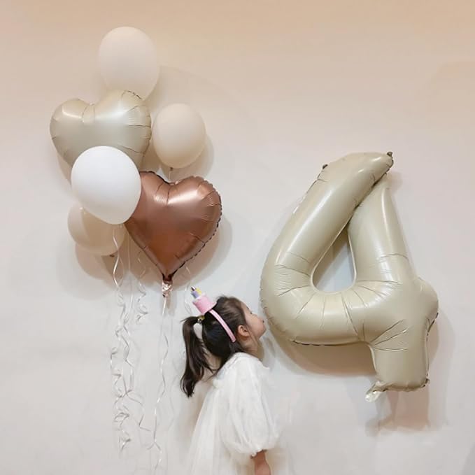 40 Inch Cream Number 7 Balloon, Digital 7 Cream White Giant 7 Foil Balloon - Image 6