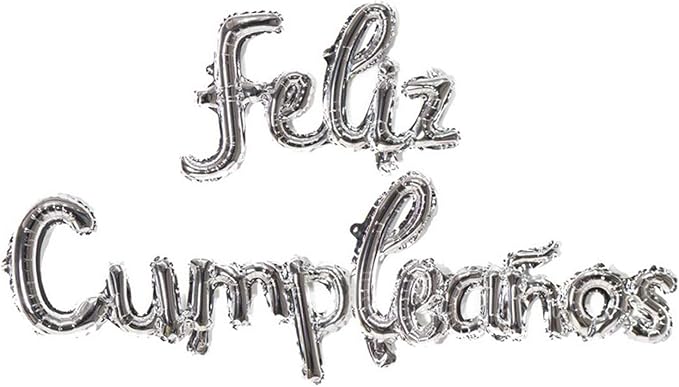 Silver Feliz Cumpleanos Small Letters Conjoined Balloons Feliz Cumpleanos by ZHENGYE