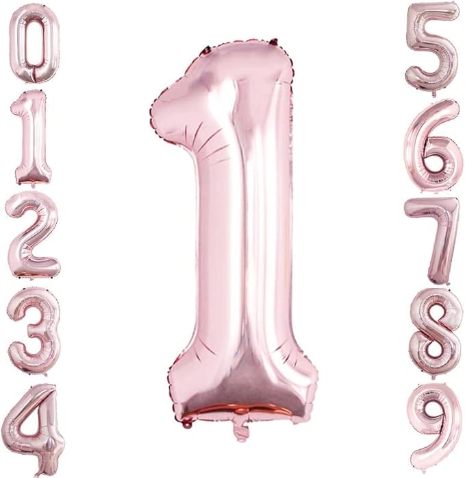 Rose Gold Foil Balloons Number 1, Huge Number Balloons by GOER