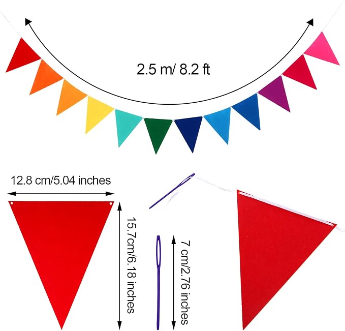 Outus 6 Pack 72 Flags/8.2 ft Rainbow Pennant Banner - Image 2