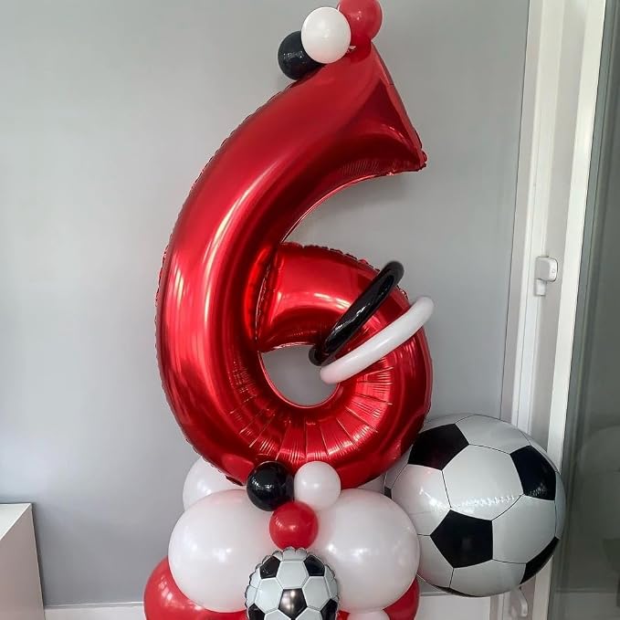 Red 6 Number Balloons, 40 Inch 6 Balloons Foil Mylar Helium Big Red 6 Balloon - Image 4