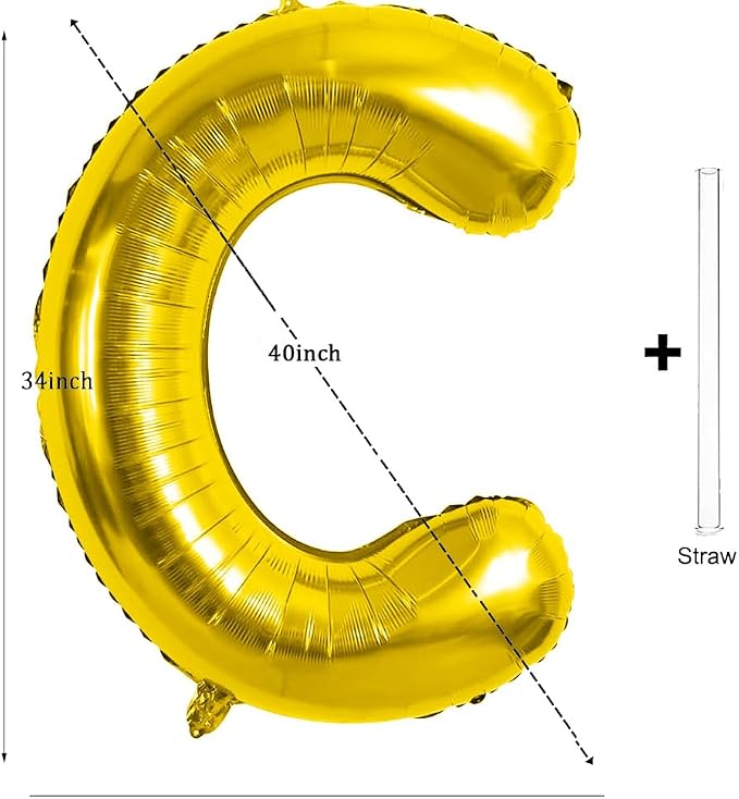 Gold Letter Balloons 40 Inch Large Letter C Balloon Aluminum | Foil Mylar Big - Image 2