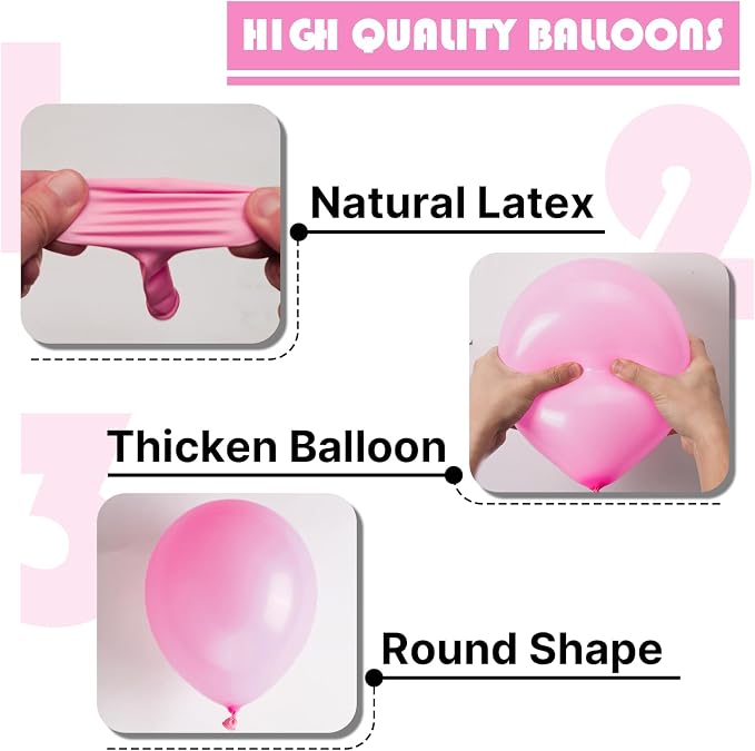 PartyWoo Pink Balloons 50pcs 12 Inch Matte Pink Balloon Arch Kit - Image 7