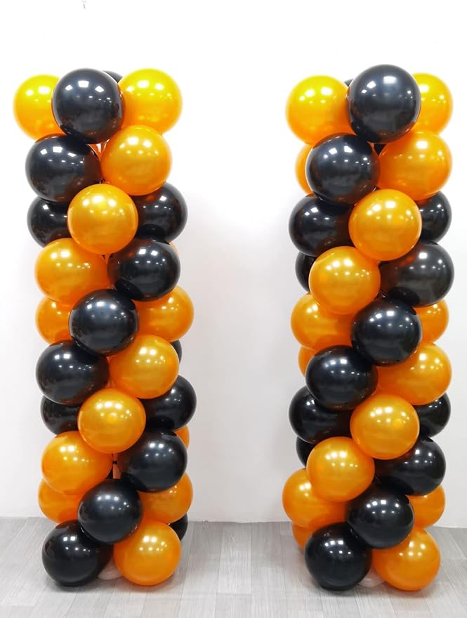 100Pcs Orange and Black Column Tower Balloons - Image 2