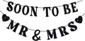 Soon To Be Mr & Mrs Sign, Bridal Shower Banner, Pre-Strung Black Glitter by SerpizePaty