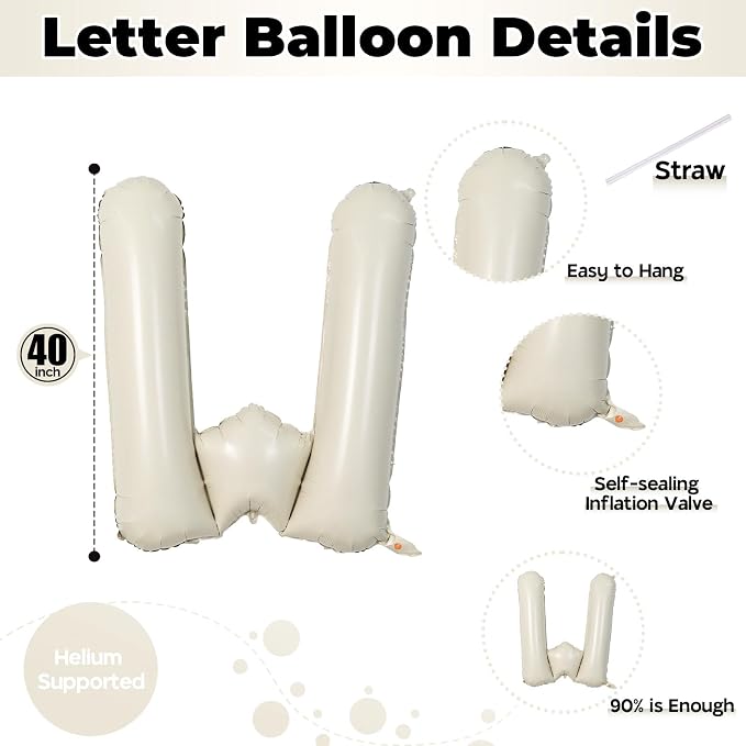 Beige WILD Balloons for Wild One Party Decorations, 40 Inch Cream White Sand - Image 2
