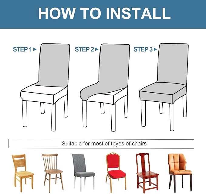 Waterproof Dining Chair Covers Set of 4 Parsons Chair Slipcovers | Double - Image 6