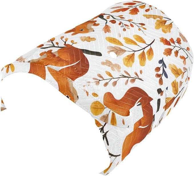 Orange Autumn Squirrels and Leaves Yarn Bag Small Crochet Bag Drawstring Yarn - Image 7