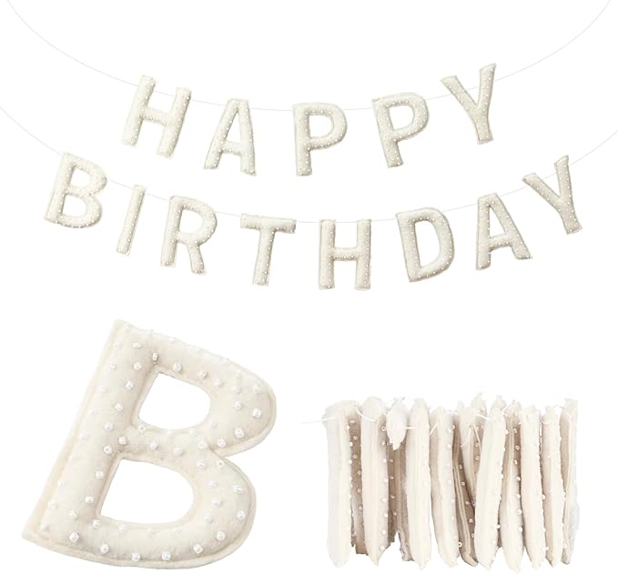 Pre-strung Happy Birthday Banner Sign Reusable Felt Happy Birthday Garland by Unknown