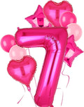 40 Inch Number Balloons Hot Pink 7 Cowgirl Pink 7th Birthday Decor 9 Pcs | by GGDE