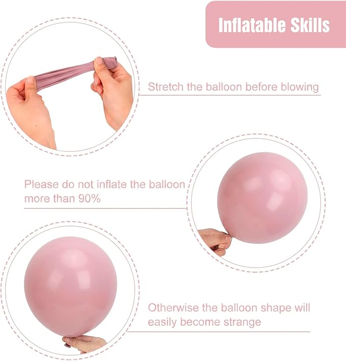 RUBFAC Dusty Pink Balloons Different Sizes 105pcs 5/10/12/18 Inches - Image 3