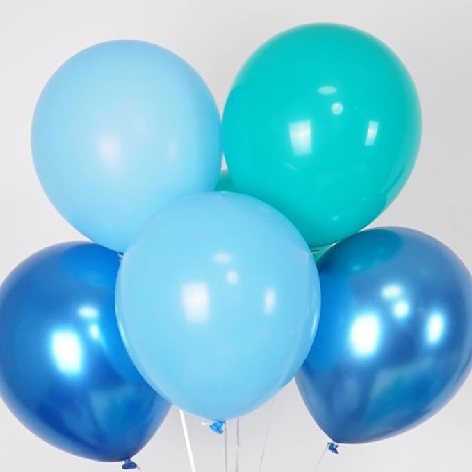 Blue and Green Balloons for Birthday Wedding Decorations | 12-inch light blue - Image 4