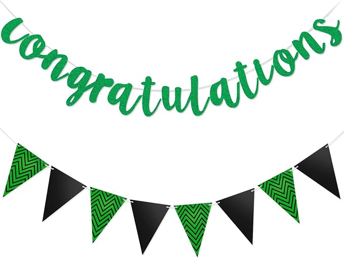 Boao Pre-strung Congratulations Banner Sign Glitter Congratulation Banner 10 ft by Boao