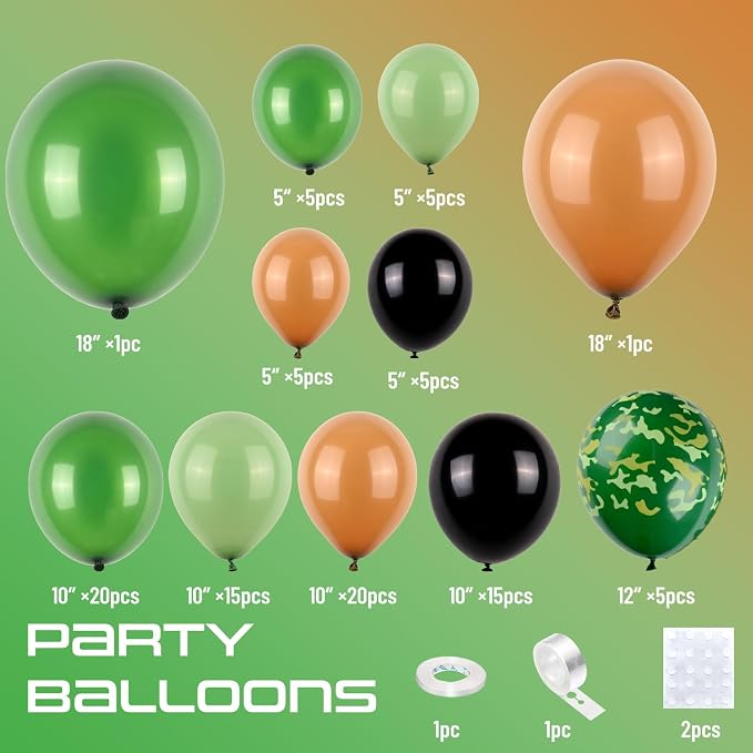 Camouflage Balloon Arch for Army Birthday Party Decorations, Camo Balloon Arch - Image 3