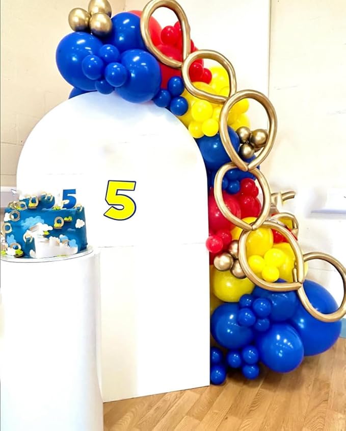 161Pcs Blue Yellow Red and Gold Balloon Garland Arch Kit - Image 5