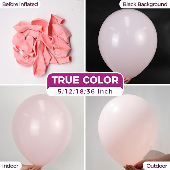 Bezente Pastel Pink Latex Round Balloons 36 Inch 8 Pack | Pink Large Thick Big - Image 2