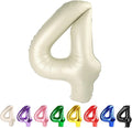4 Balloon Numbers Party Decorations, 40In Cream Balloons by Mluchee