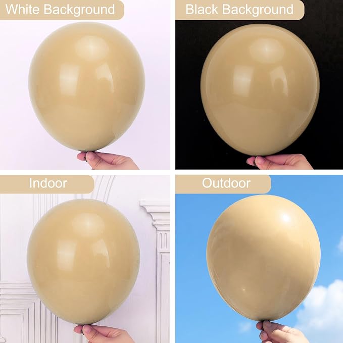 RUBFAC Vanilla Brown Balloons Different Sizes 105pcs 5/10/12/18 Inches - Image 4