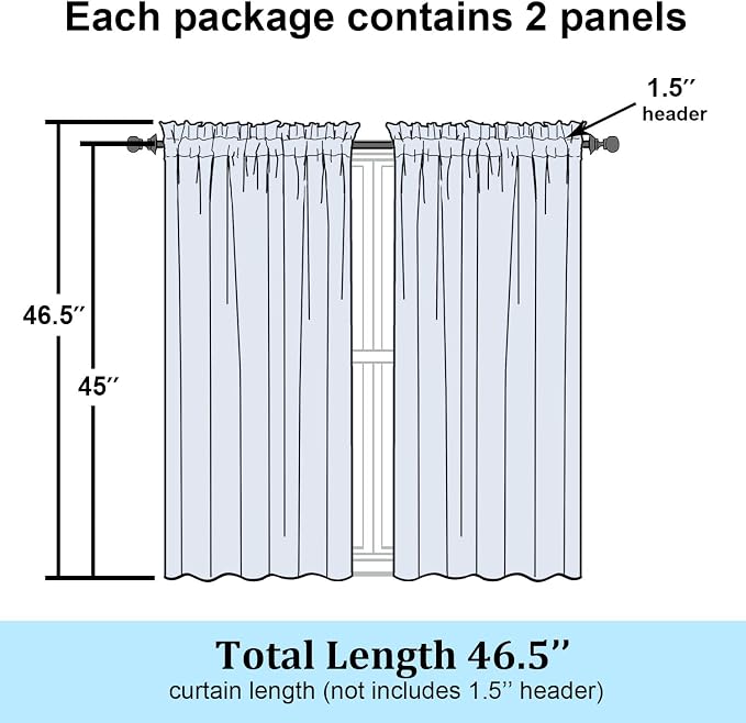 Simplebrand Sage Green Semi Sheer Curtains 45 Inch Length 2 Panels, Geometric - Image 7
