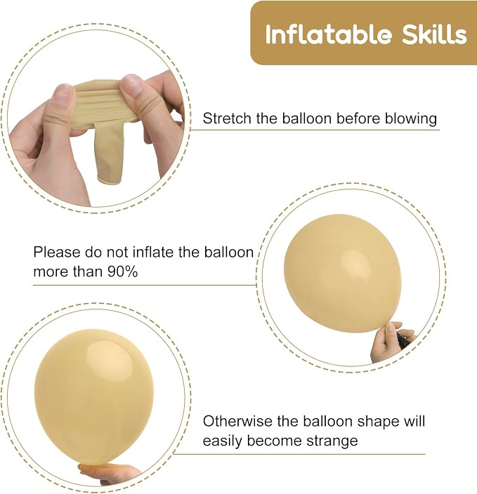 RUBFAC 129pcs Light Brown Balloons Different Sizes 18 12 10 5 Inch Latex Tan - Image 3