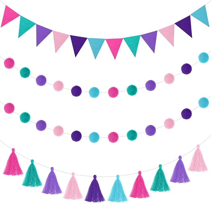 Irenare 9.8 ft Pom Pom Garland for Classroom Felt Rainbow Garland Back to by Irenare
