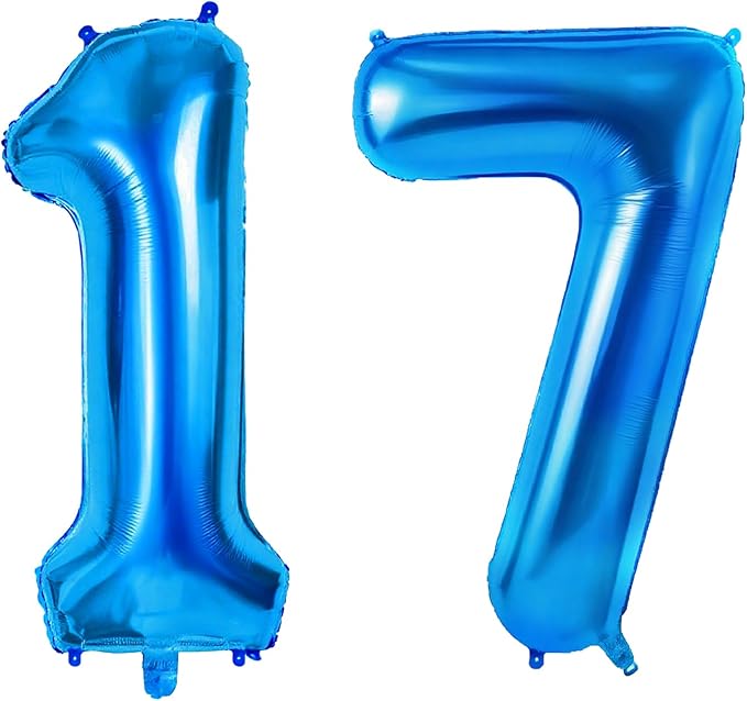 Number 17 Balloons for 17th Birthday Party Decorations, 0-100 Large No.17 by Joycard