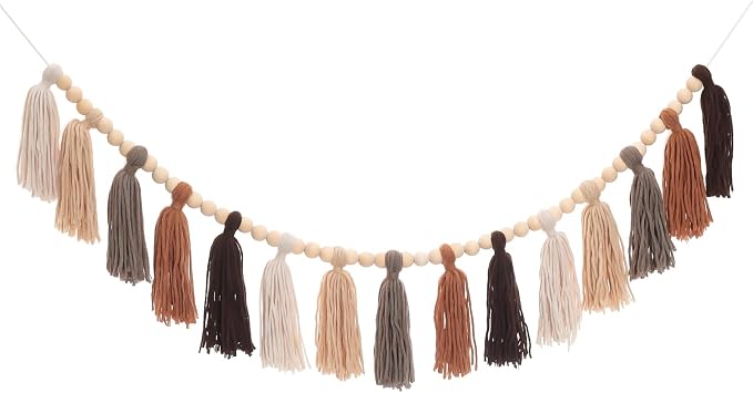 Boho Tassel Garland Western Decor Terracotta Tassel Wood Bead | by Unknown