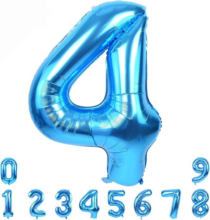 TONIFUL 40 Inch Blue Number 4 Balloons Large Foil 4th Birthday Decorations | by TONIFUL